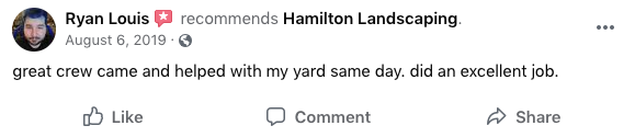 hamilton landscaping facebook review